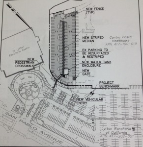 Lytton Casino's plan for a new parking lot on DMC land. Photo by Gabriel J. Sanchez
